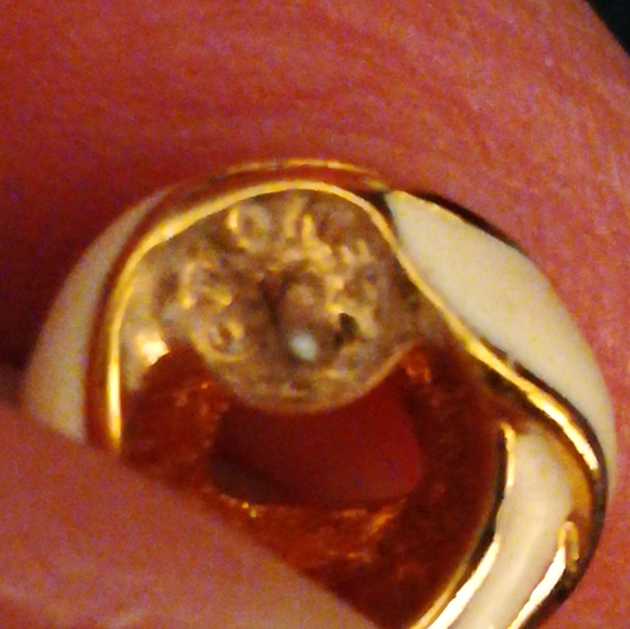 Enameled White & Gold Celtic Knot Earrings by Monet - Picture 3 of 5